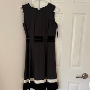 Calvin Klein grey and White Midi Dress